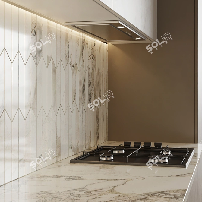 Modern L-Shape Kitchen 3D Model 3D model image 6