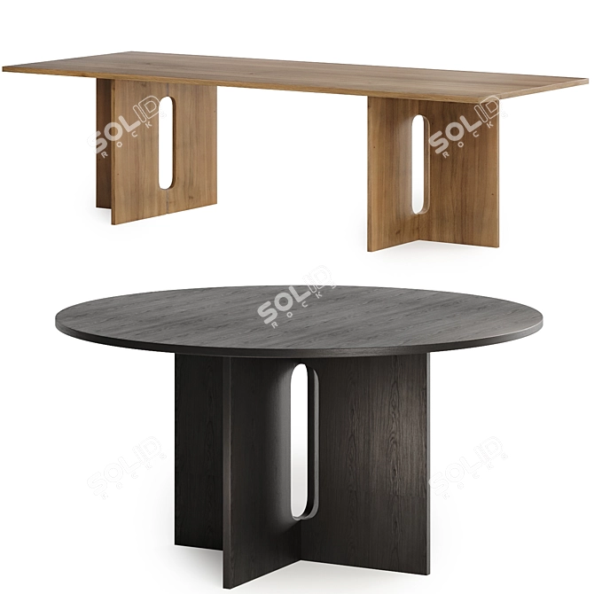 Title: Modern Androgyne Dining Table Ensemble 3D model image 1