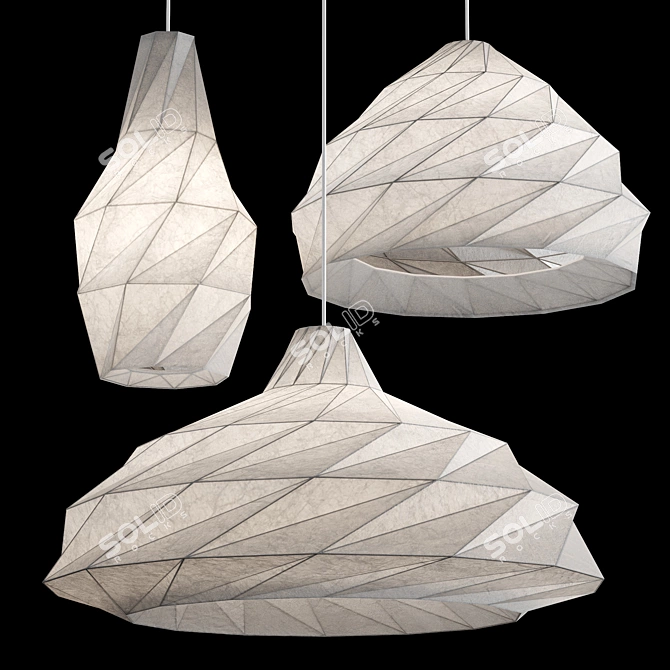 Paper Origami Pendant Lights Set 3D model image 1