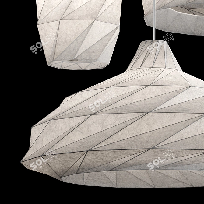 Paper Origami Pendant Lights Set 3D model image 4