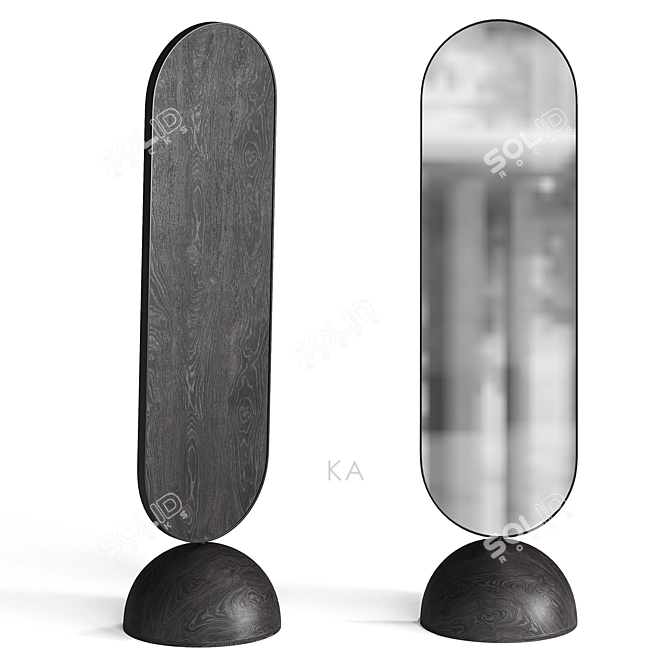  Swivel Black Wood Floor Mirror 3D model image 1