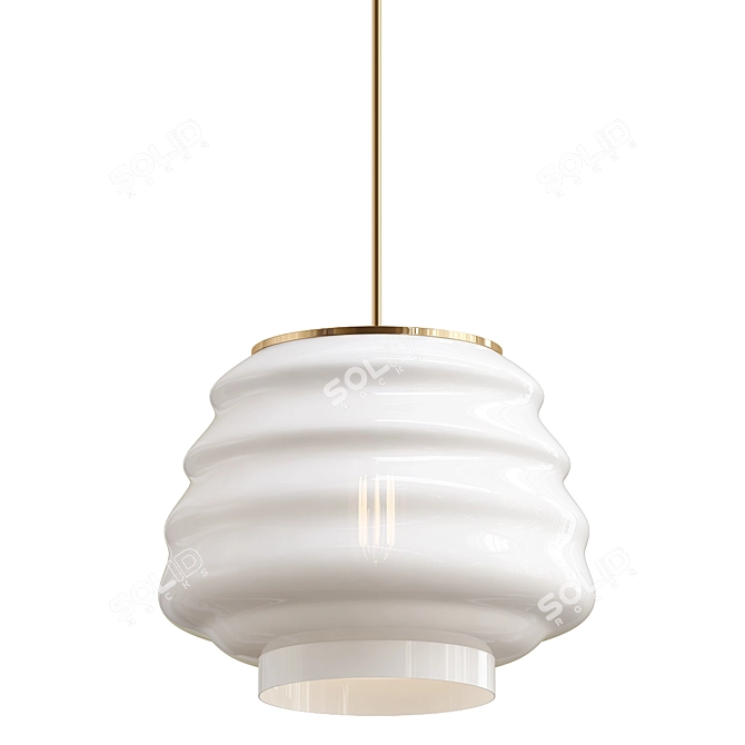 Translucent Milk Glass Hive Pendant 3D model image 1