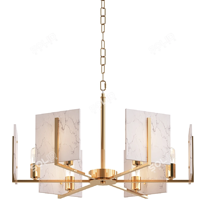 Colonial Expose Metal Chandelier Fixture 3D model image 1