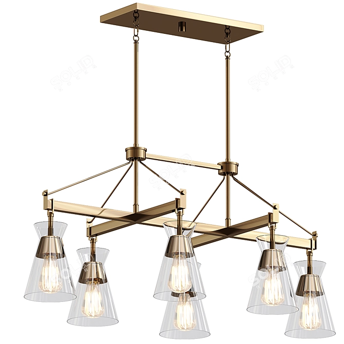 Modern Linear Chandelier Warm Brass 3D model image 1