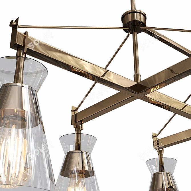Modern Linear Chandelier Warm Brass 3D model image 2