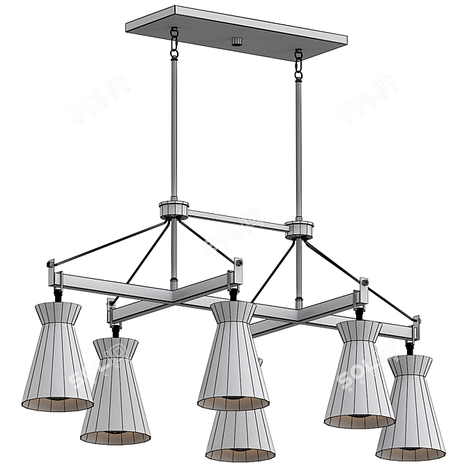 Modern Linear Chandelier Warm Brass 3D model image 3
