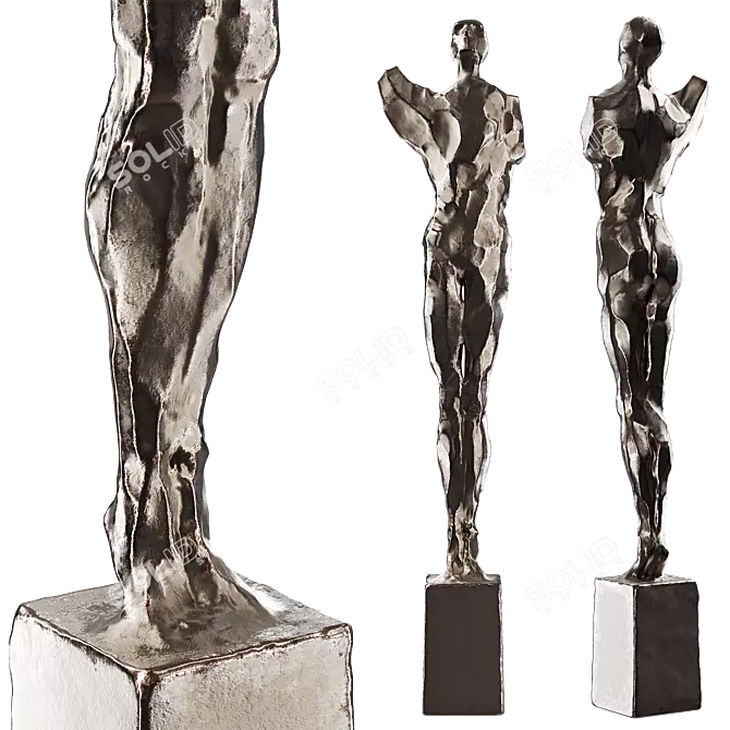 Abstract Metal Stone Human Sculpture 3D model image 6