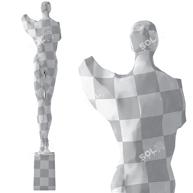 Abstract Metal Stone Human Sculpture 3D model image 7