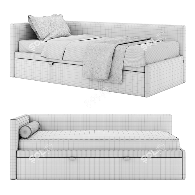 Leo Bed with Armrest, dimensions: 108x216x75cm 3D model image 3