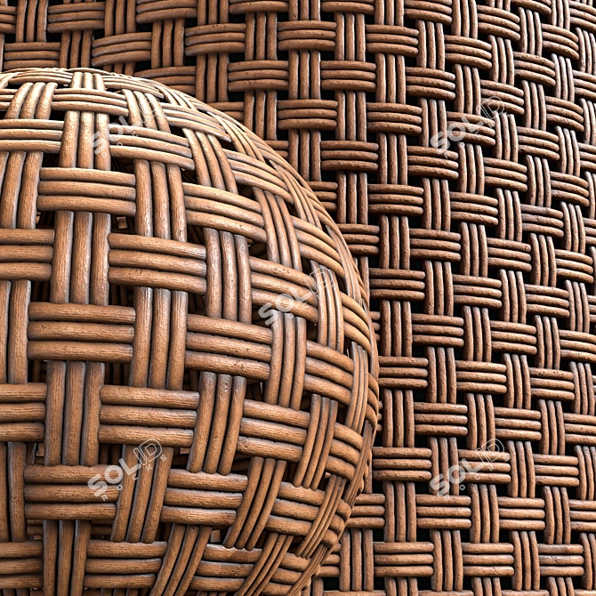 Bamboo Rattan Cane Texture Set 3D model image 5