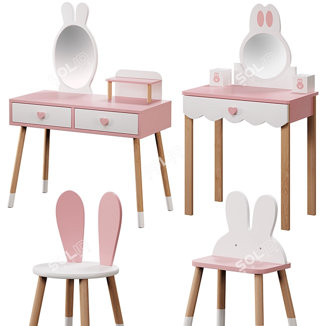 Kids Vanity Set Pink Princess 3D model image 1