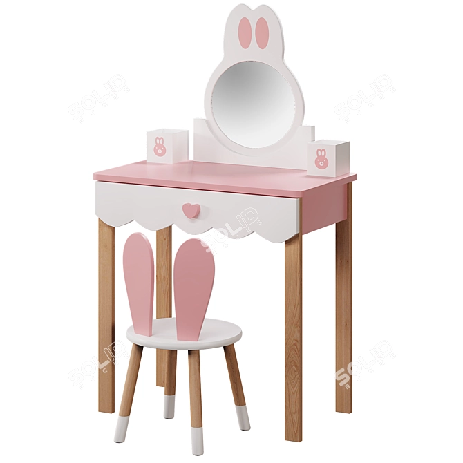 Kids Vanity Set Pink Princess 3D model image 3