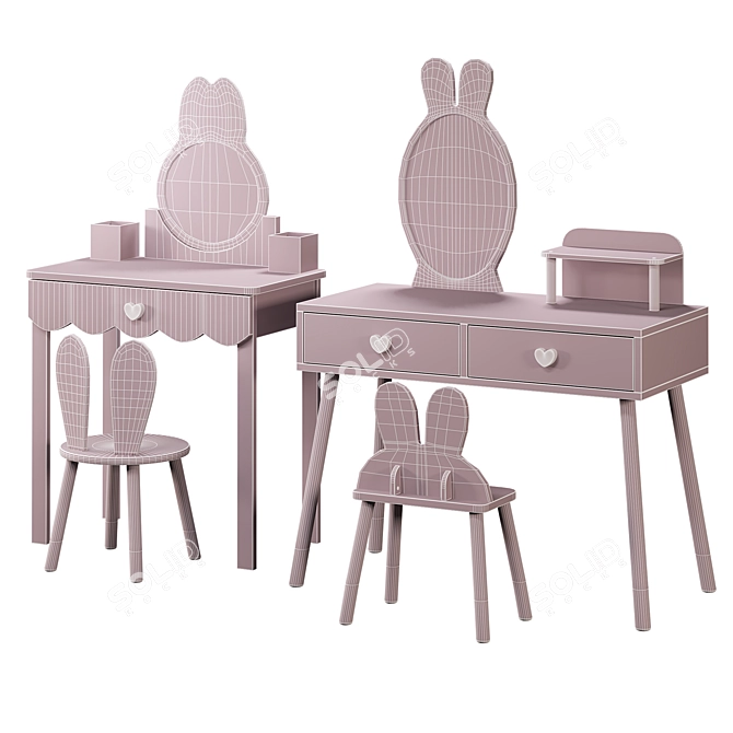 Kids Vanity Set Pink Princess 3D model image 4