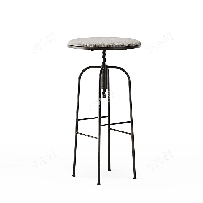 Linen Seat Swivel Stool 3D model image 2