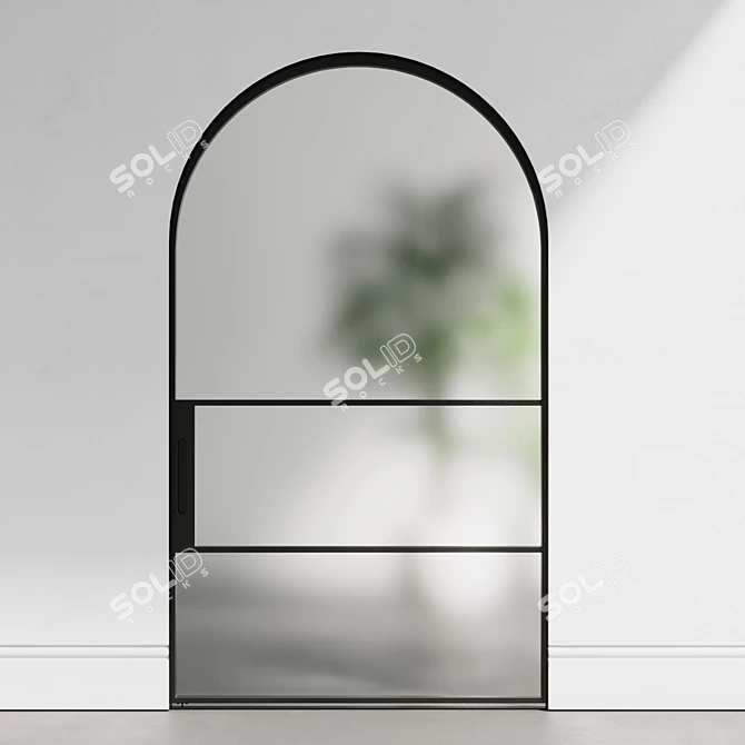 Semicircular Glass Sliding Door 3D model image 3