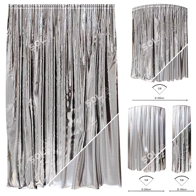 Foil Curtains Set, Variety 3D model image 1