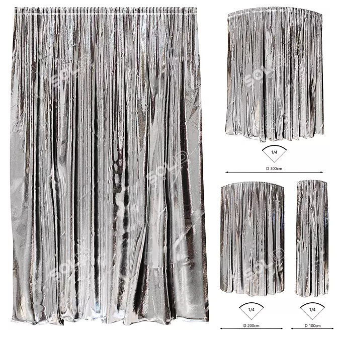 Foil Curtains Set, Variety 3D model image 3