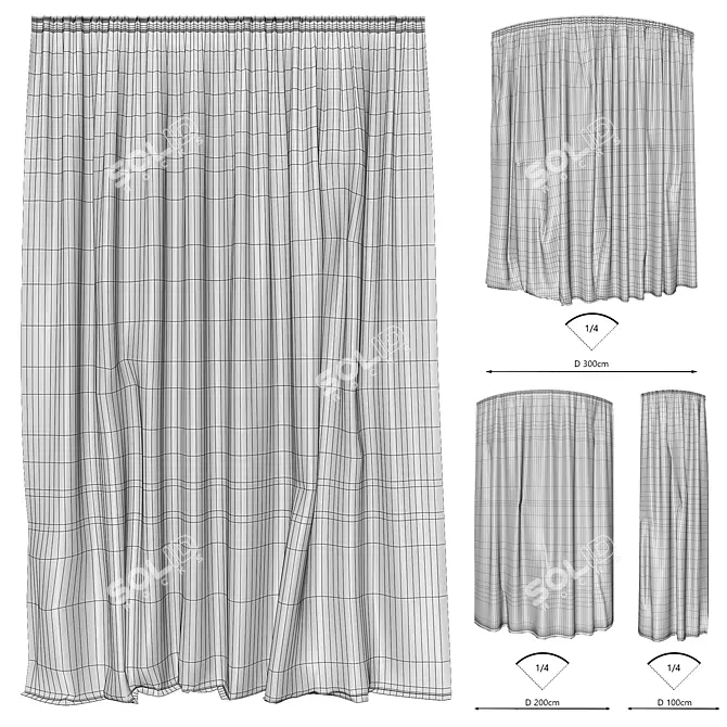 Foil Curtains Set, Variety 3D model image 4