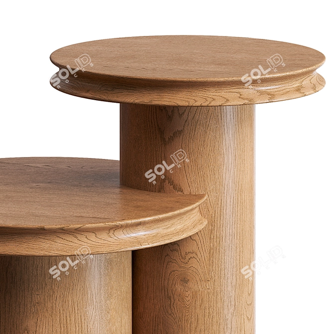 Oro Natural Walnut Tiered Side Table 3D model image 2