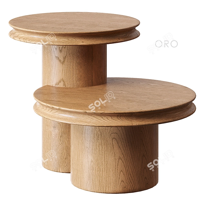 Oro Natural Walnut Tiered Side Table 3D model image 4