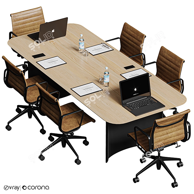 Modern Office Table Set 3D model image 1