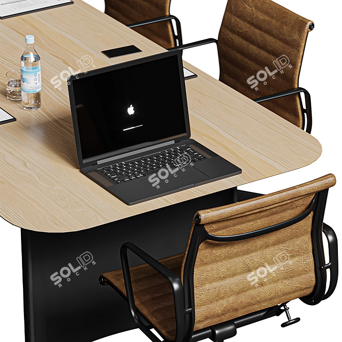 Modern Office Table Set 3D model image 2