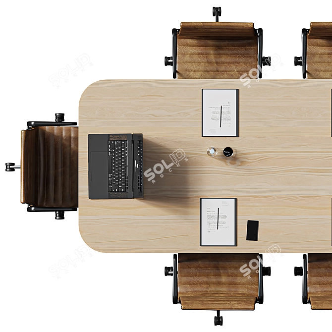 Modern Office Table Set 3D model image 9