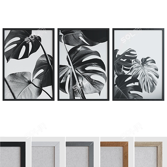 Modern Plant Picture Frame Set 3D model image 1