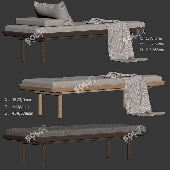 Elegant Luxor Chaise DaybedsetCurrentSku 3D model image 5