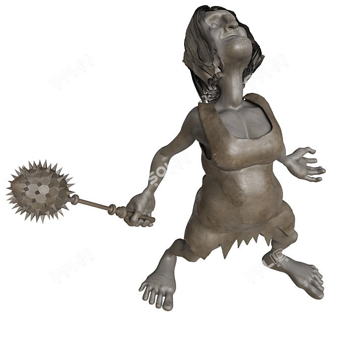 Primitive Warrior Sculpture Model 3D model image 1