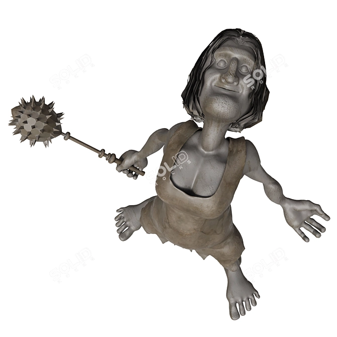 Primitive Warrior Sculpture Model 3D model image 4