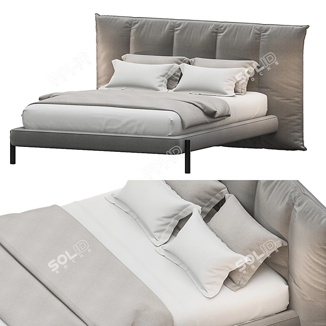 Elegance Tufté Bed - Novamobili 3D model image 1