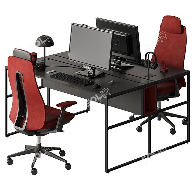 Workspace Bundle - Desk and Chair 3D model image 1