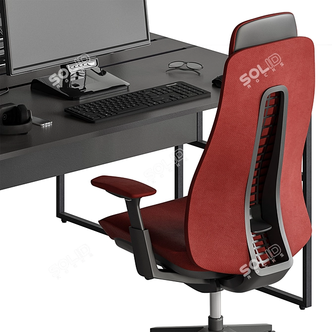 Workspace Bundle - Desk and Chair 3D model image 4