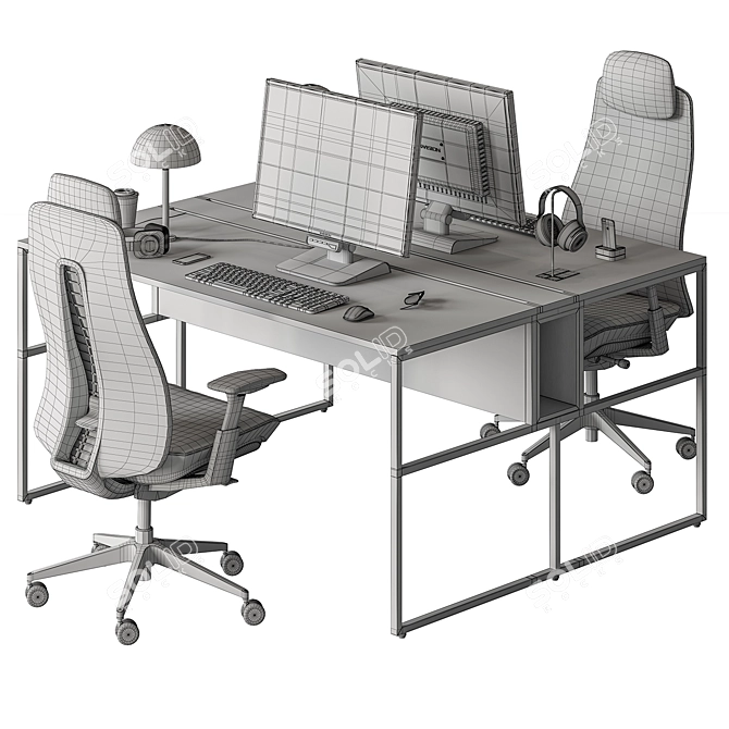 Workspace Bundle - Desk and Chair 3D model image 5