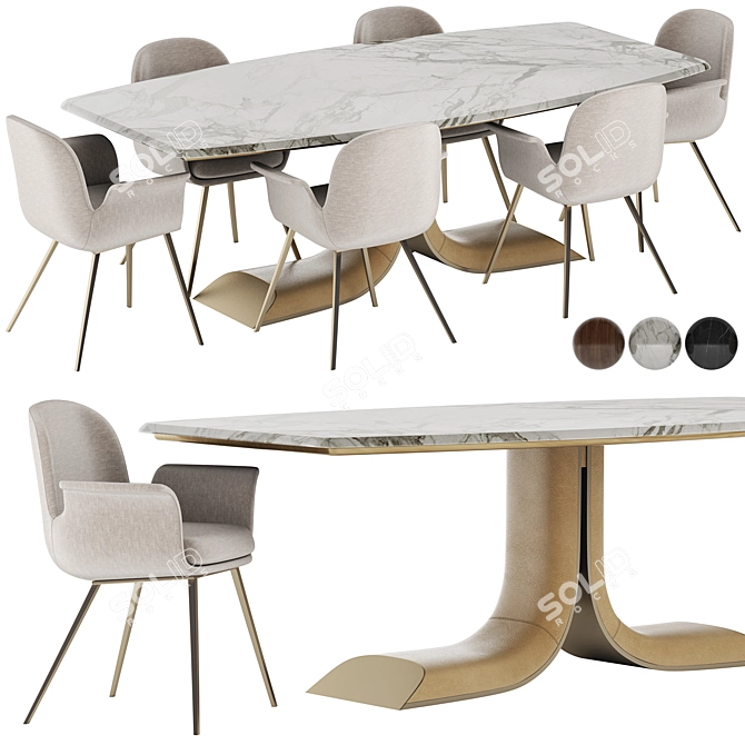 Elegant Turri Soul Dining Set 3D model image 1