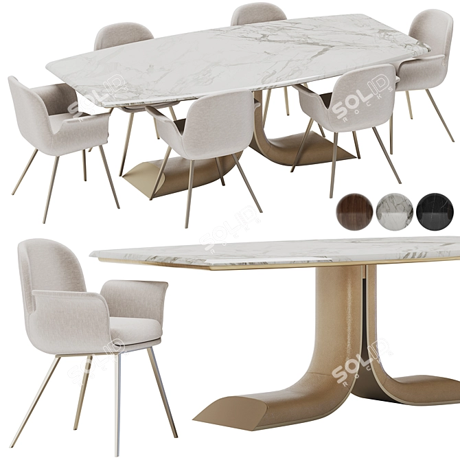 Elegant Turri Soul Dining Set 3D model image 8