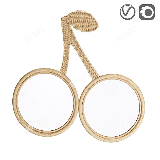 OYOY MINI Cherry Rattan Mirror 3D model image 1