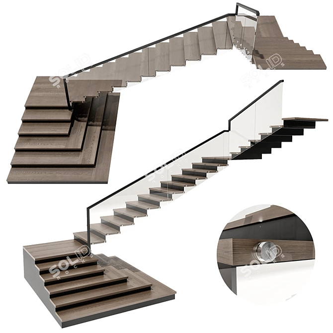 Modern Staircase 3D Model 3D model image 1