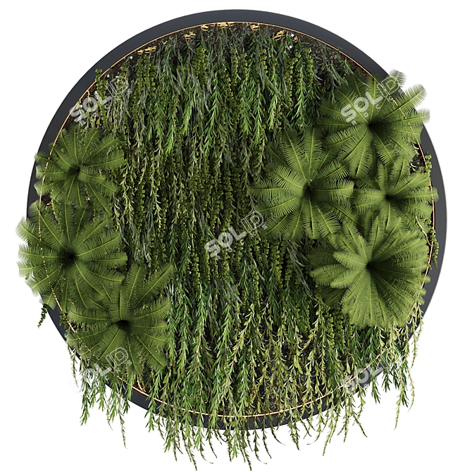 Green Wall Circle Plants Art 3D model image 1