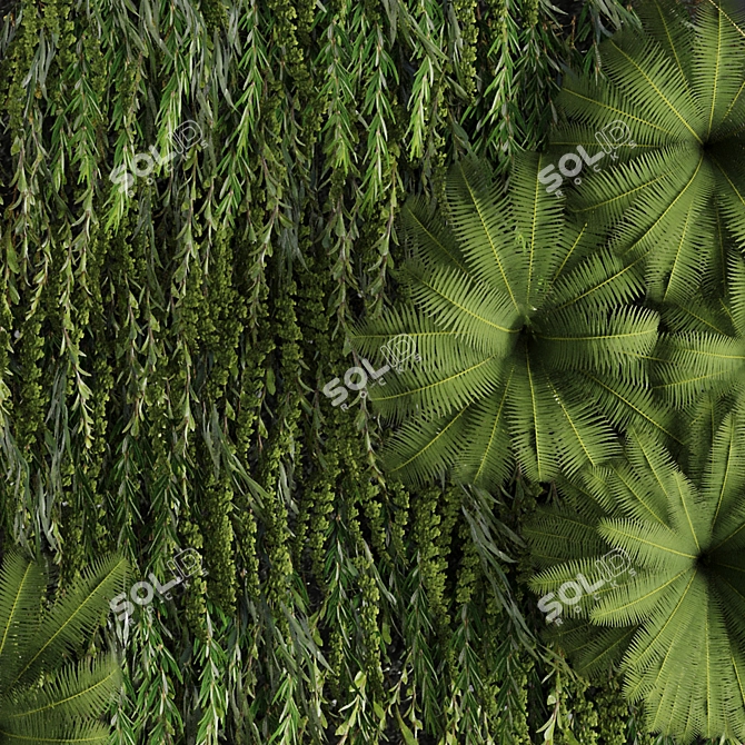 Green Wall Circle Plants Art 3D model image 3