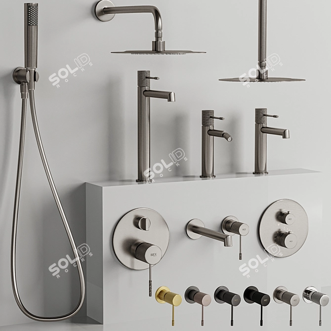 Luxury Bathroom Faucet Set Collection 3D model image 1