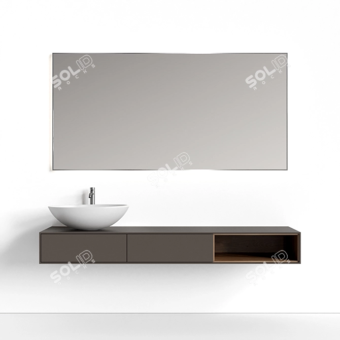 Modern Floating Vanity: Line Series 3D model image 1