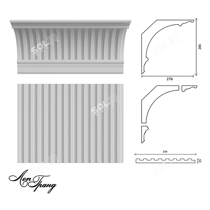  Сборный Карниз и Молдинг с Лепниной 3D model image 2