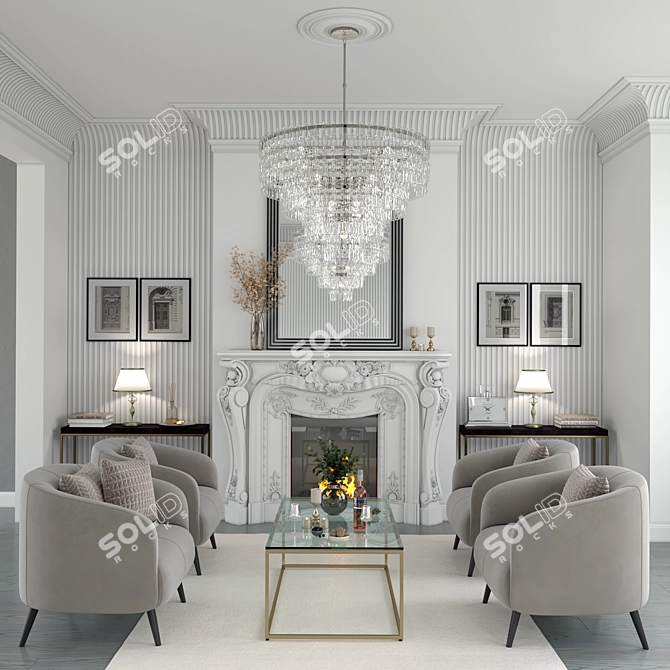  Сборный Карниз и Молдинг с Лепниной 3D model image 4