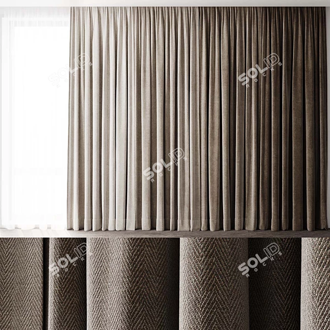 Modern Style Curtain Set 3D model image 1