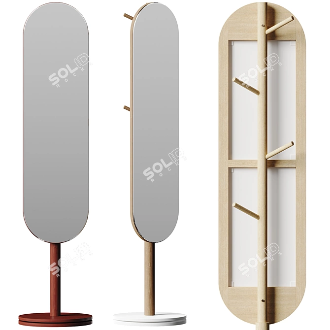 Wood and Glass Standing Mirror 3D model image 1