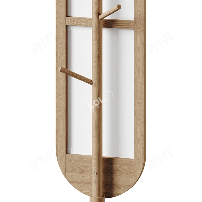 Wood and Glass Standing Mirror 3D model image 3