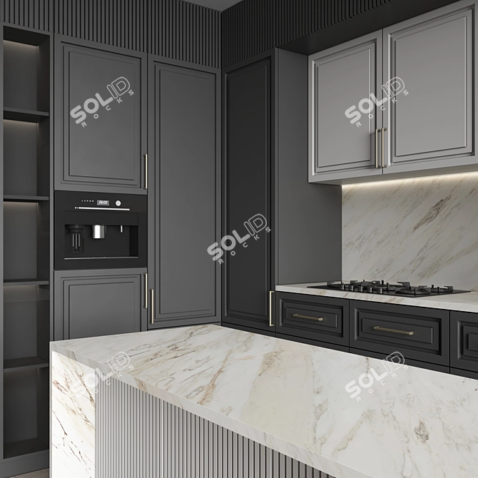 Neoclassical Kitchen 161: Versatile Interior Solution 3D model image 5