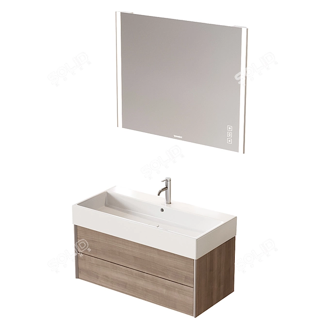 Modern Wood Vanity Set With Integrated Lighting 3D model image 2